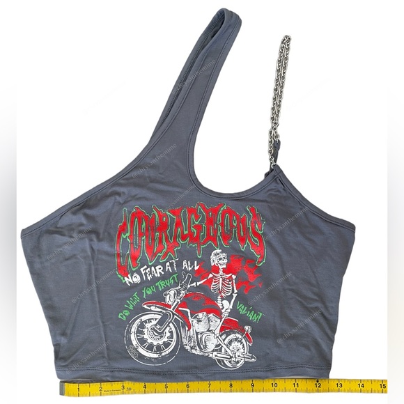 NWT • One Shoulder Cut Out Chain Top - Picture 9 of 13